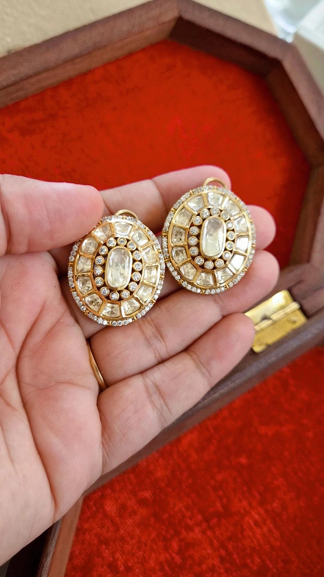 Queen Signature Moissanite Polki Dangler Earrings