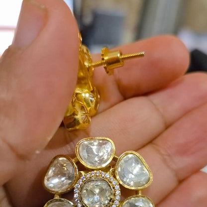 Uncut Polki Moissanite Studs