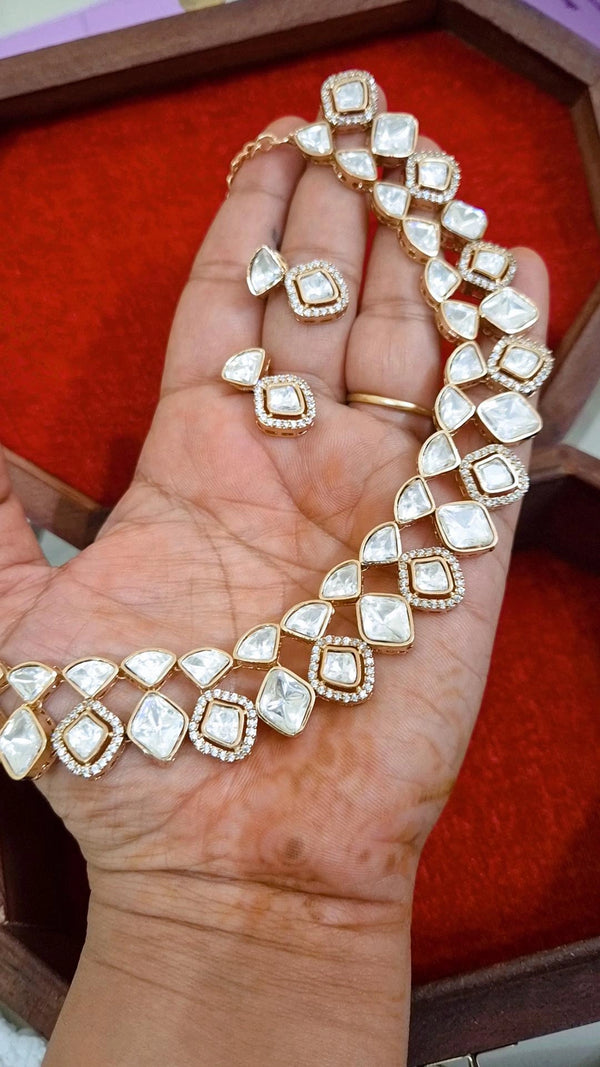 Moissanite Polki Necklace Set