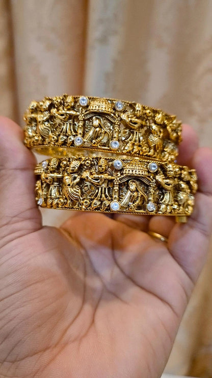 Signature Dulhan Paalki Rajwadi Heritage Designer Screw Openable Kadda - Pair