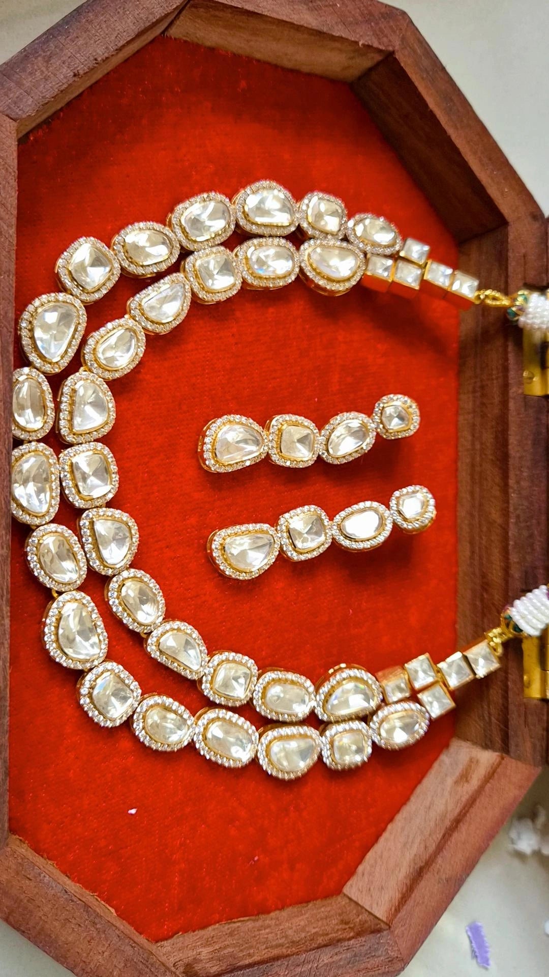 Statement Double Layered Polki Necklace set