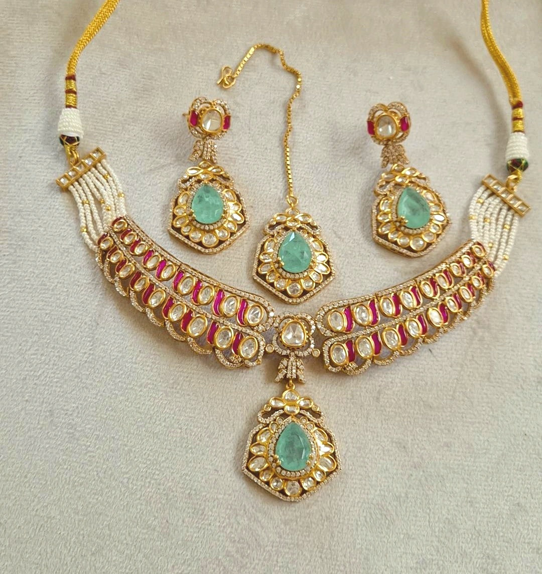Kriti Signature Polki kundan Necklace Earrings Set
