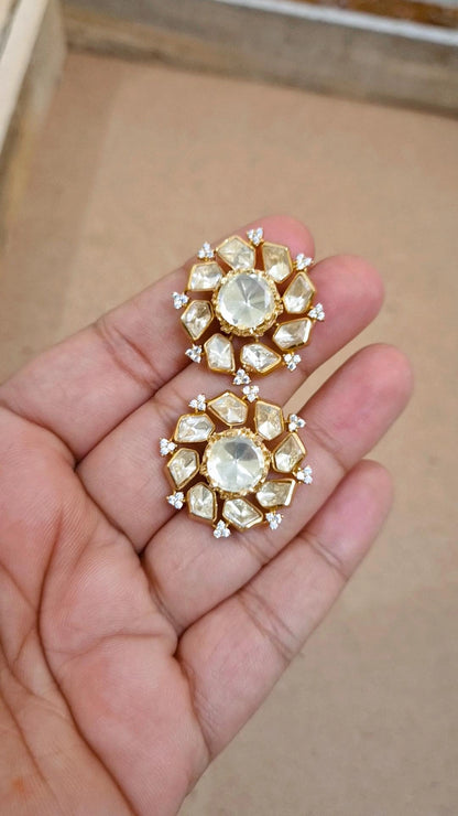 Signature Moissanite Polki Stud Earrings